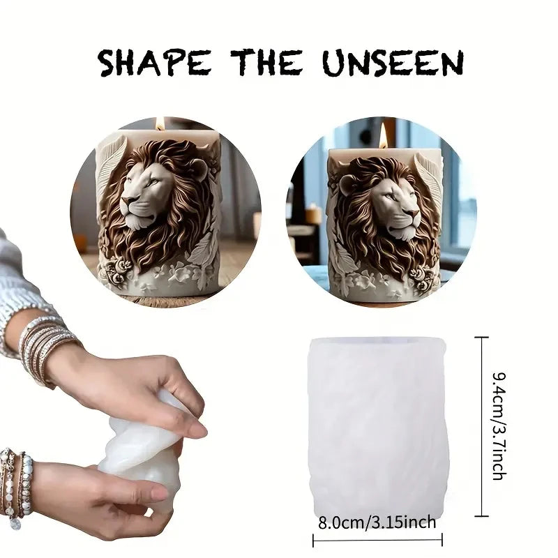 3D Lion Relief Candle Mold - Fine Lion Hair Replication High-Temperature Resistant Easy Unmold for DIY Aromatherapy Candles Home