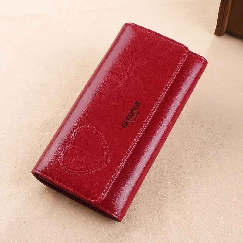 RFID Anti-Theft Brush and Demagnetization Long Handbag, Large Capacity Integrated Card Bag, Multi-Functional Wallet, Leather Cow