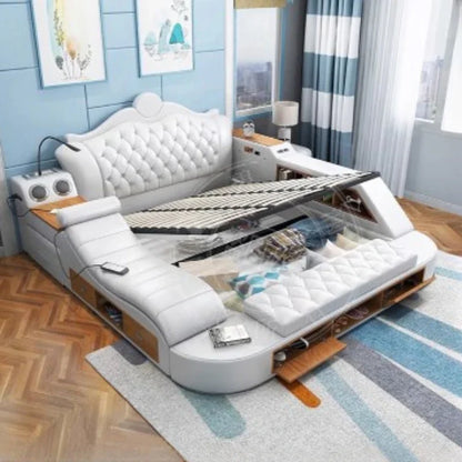 Headboard Storage Double Bed Queen Drawers King Size Smart Bed Luxury Princess Modern Letto Matrimoniale Bedroom...