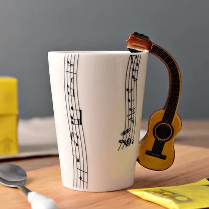Novelty Music Note Cup Ceramic Guitar Coffee Mugs Personality Tea/Milk/Juice/Lemon Water Bottle Christmas Birthday Gift...