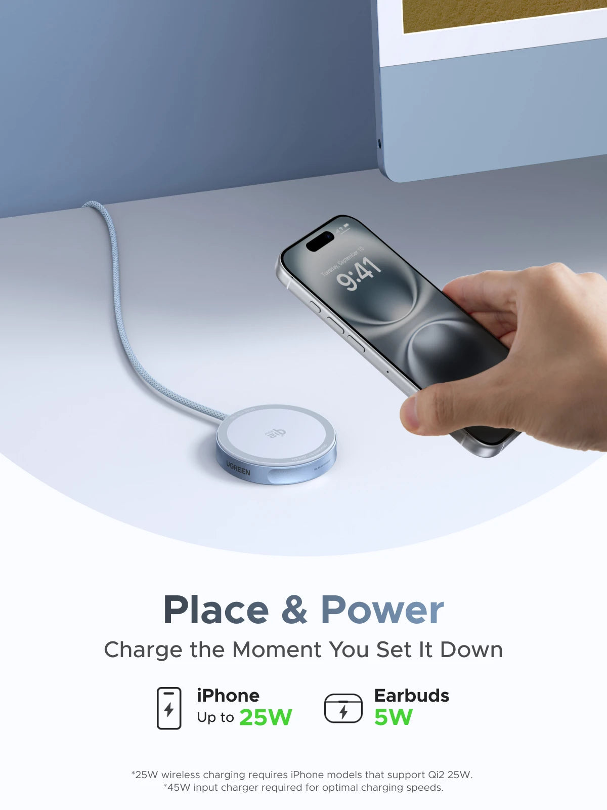 UGREEN Magflow Qi2 25W Wireless Charger For iPhone 17 16 Pro Max Fast Charging Qi2 Certified Magsafe Phone Charging Pad