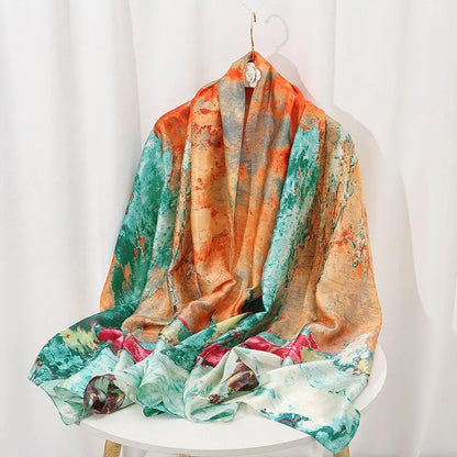 Tensili Brocade Satin Scarf Printed Silk Shawls Summer Women'S Sun Protection Cape Luxury Pashmina180*90cm | Kimlud...