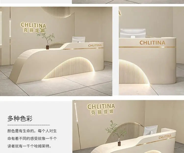 Welcome Service Reception Desks Sales Office White Front Reception Desk Cash Register Salon Recepciones Para Negocio Furniture - Kimlud