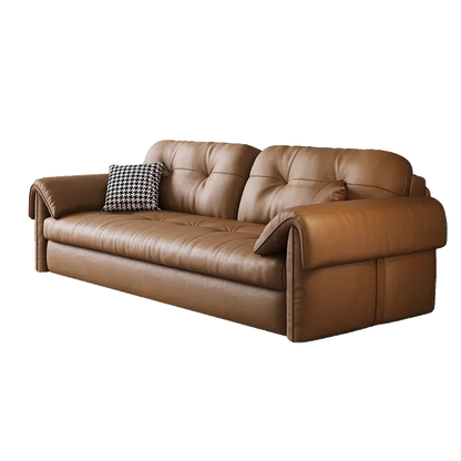 European Living Room Sofa Bed Brown Faux Leather Italian Modern Sleeper Double Couch Chaise Lounge Small Divano Letto...