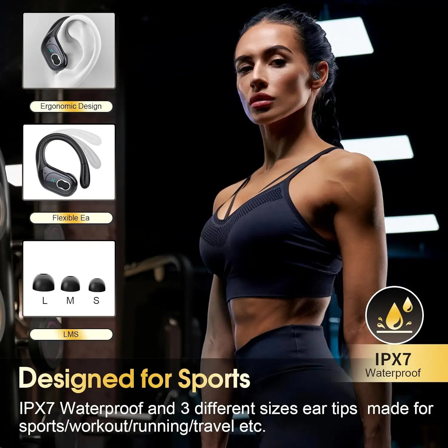 TWS Sports Earbuds Bluetooth 5.4 HIFI Bass Wireless Headphones LED Touch Hands-free Earphone Noise Cancelling Waterproof...