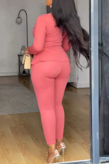 Pant Set Women Two Piece Sets V Neck Elegnt Work Solid Casual Slim Fit High Waist Tops Matching Sets Long Pants Slim Fit 2025