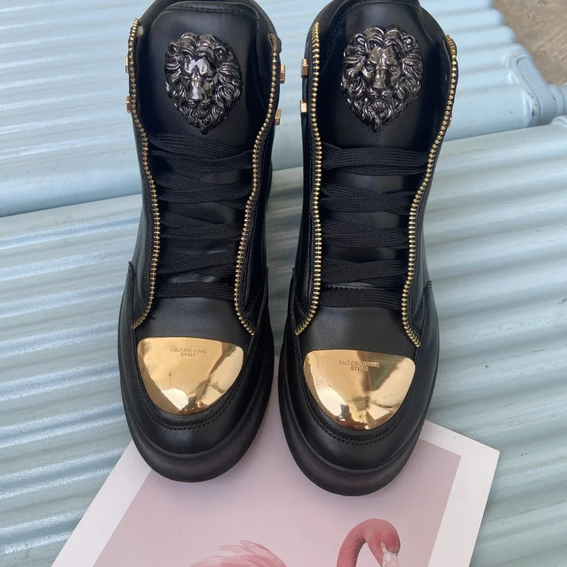 Zip decoration casual sneaker designer shoes for man luxury brand trainers running shoes high top sports casual ankle boots men - Kimlud
