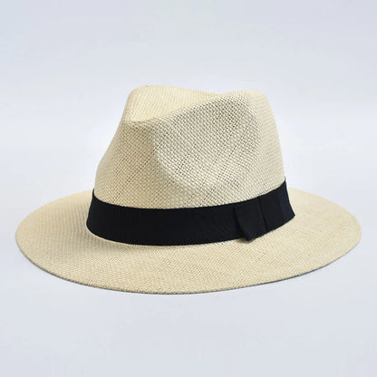 Summer Casual Straw Hats For Women Men Panama Trilby Jazz Hat Outdoor UV Protection Beach Hat Bonnet