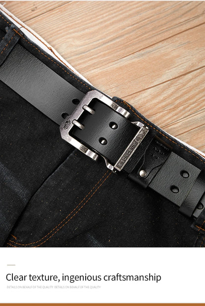 BISON DENIM Men Belt High Quality Leather Belt For Men Genuine Leather Strap Luxury Pin Buckle Fancy Vintage Jeans Belt For Men - Kimlud