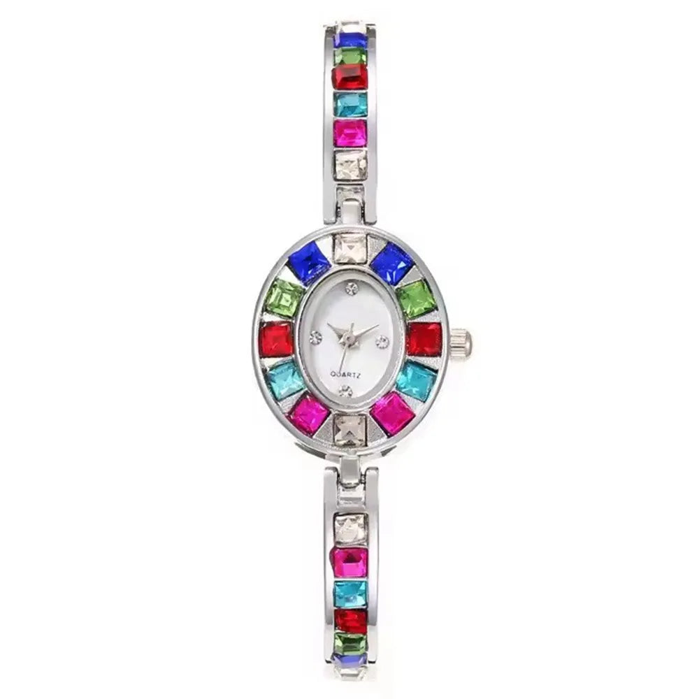 Fashion Rhinestone Women Watch Square Dial Ladies Quartz Watches Bracelet Band Wristwatches - Kimlud