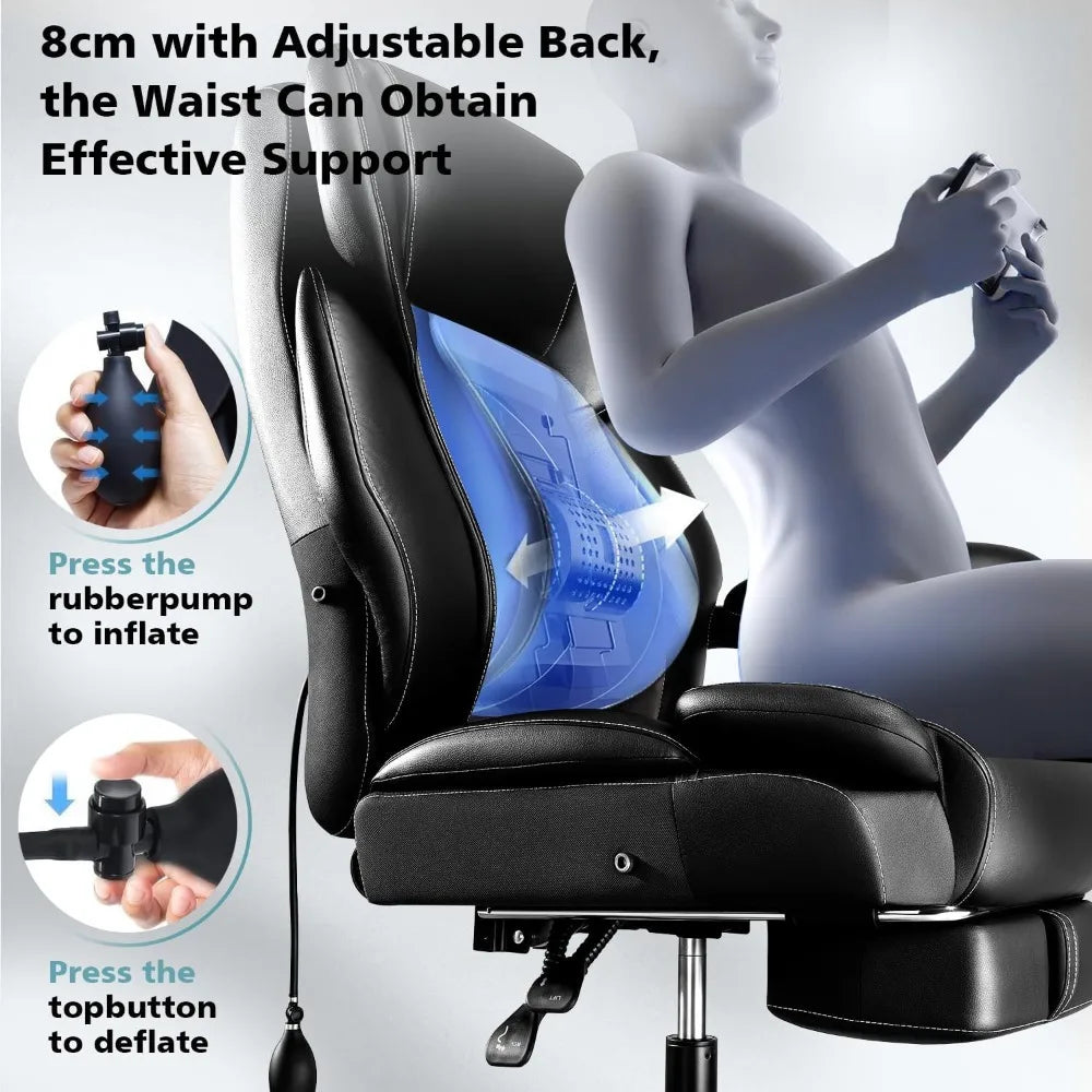 600lbs Big and Tall Office Chair for Heavy People,Heavy Duty Comfy Executive Office Desk Chair with Adjustable Lumbar Support