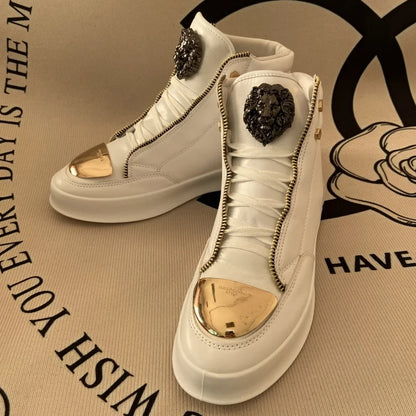 Zip decoration casual sneaker designer shoes for man luxury brand trainers running shoes high top sports casual ankle boots men - Kimlud