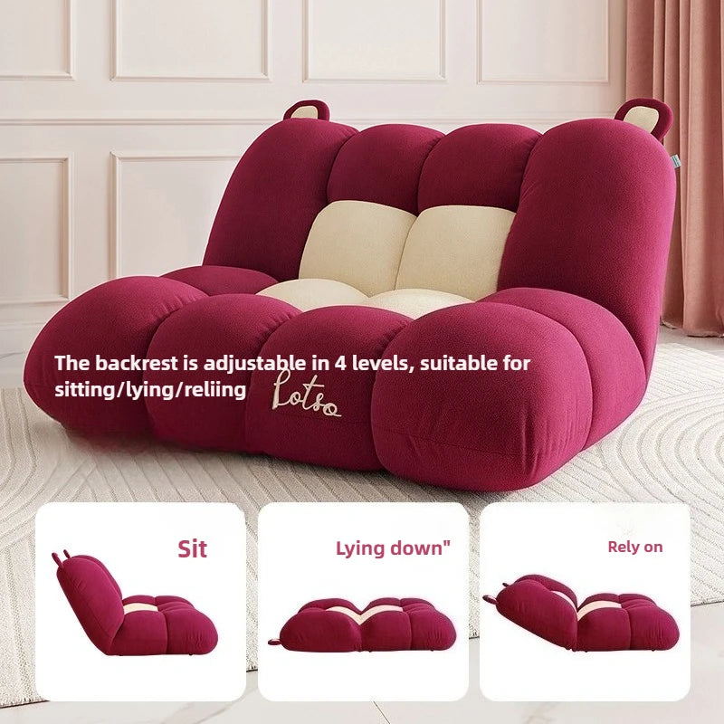 Modern Minimalist Casual Single Chair, New Design for Reclining and Sleeping, Fabric Single Sofa for Lazy People