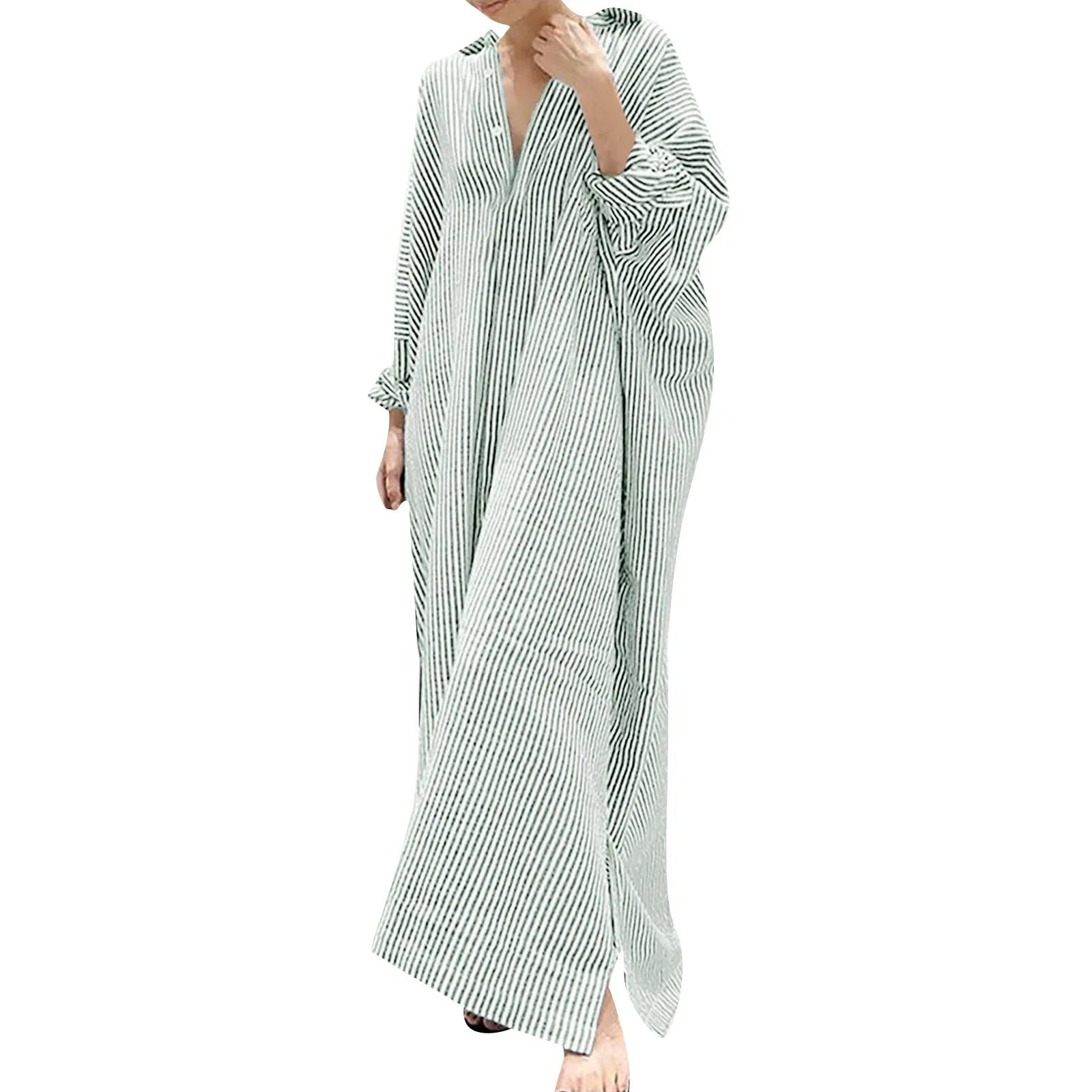 Elegant Outfits Summer Dress For Women Stripe Cotton Shirt Casual Loose Maxi Dresses Formal Occasion Dresses vestidos...