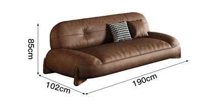 American leather small apartment straight row furniture Italian simple retro oil wax leather sofa | Kimlud Luxury Sofa