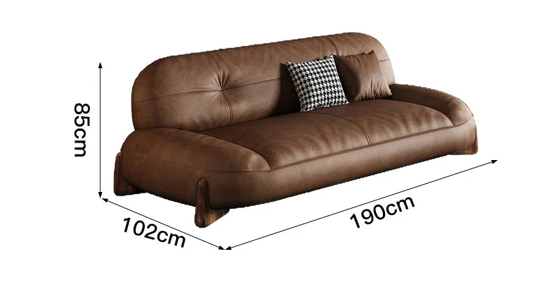 American leather small apartment straight row furniture Italian simple retro oil wax leather sofa | Kimlud Luxury Sofa