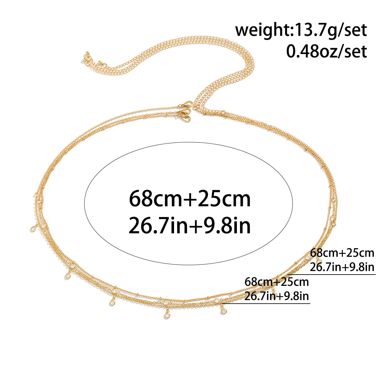 Sexy Round Clear Rhinestone Tassel Belly Chains For Women Gold Silver Color Metal Beach Link Chain Waist Body Jewelry Accessory - Kimlud