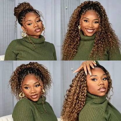 #4/27 Highlight Colored Deep Wave Feather Crochet Human Hair Pre Separated Reusable Brazilian Raw Crochet Hair Invisible...