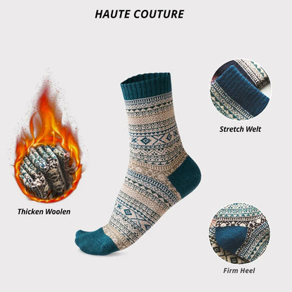 HSS Brand 5 Pairs Winter Men's Socks Thicken Sheep's Wool Socks Warm Men Retro Style Colorful Fashion Man Socks For Snow boots - Kimlud