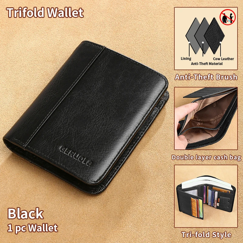 Compact Wallet, Made from Top-Grain Brown Leather with a Gradient Finish, Featuring Built-In RFID Protection Against...