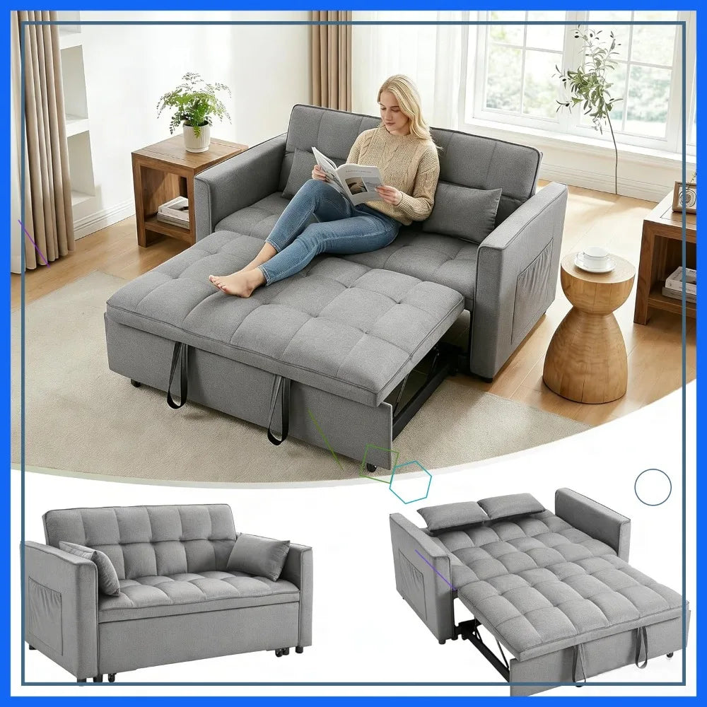 70" Velvet Sleeper Sofa Bed, Adjustable Back & Storage, Modern Black Futon for Small Spaces - Kimlud