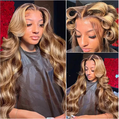 Body Wave P4/27 Highlight 13x6 HD Lace Front Wig 40 46 Inch Honey Blonde Colored 13x4 Lace Frontal Human Hair Wigs For...