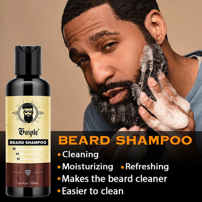 GOIPLE Beard Growth Care Kit Moustache Shampoo Conditioning Oil Deep Clean Wash Moisturizing Whiskers Balm Smoothing...