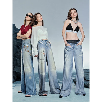 TOYOUTH Women Denim Jean 2025 Spring New Long Pants 8518053 | Kimlud Office Luxury Pants