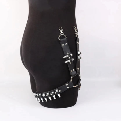Punk Thigh Garter Belt Black Leather Leg Harness Rave Thigh Straps,Thigh Leg Harness Goth Cosplay - Kimlud