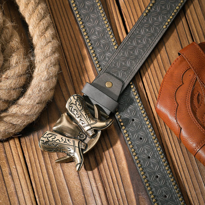 A casual and retro belt, a waist accessory for Western-style clothing, metal buckle, PU belt, suitable for both men and...