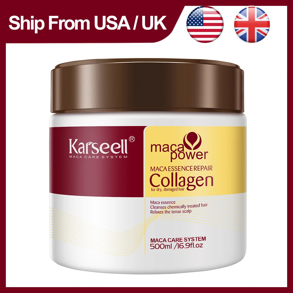Karseell Collagen Hair Mask 500ml 16.9fl.oz Deep Repair Essence Repair Collagen for Dry Damaged Hair All Hair Type Hair Care