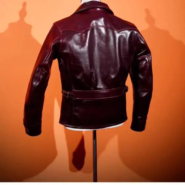 YR!Wholesales.Luxury oil top grain horsehide coat.Mens 1930 Rider leather jacket.Burgundy Vintage leather Can Wear 50 years