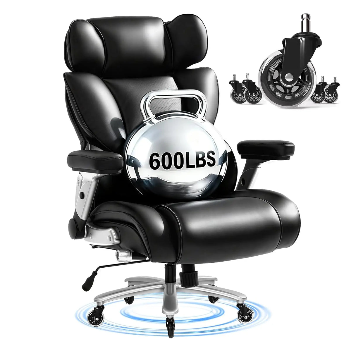600lbs Big and Tall Office Chair for Heavy People, Heavy Duty Computer Desk Chair with Dynamic Lumbar Support 2D,...