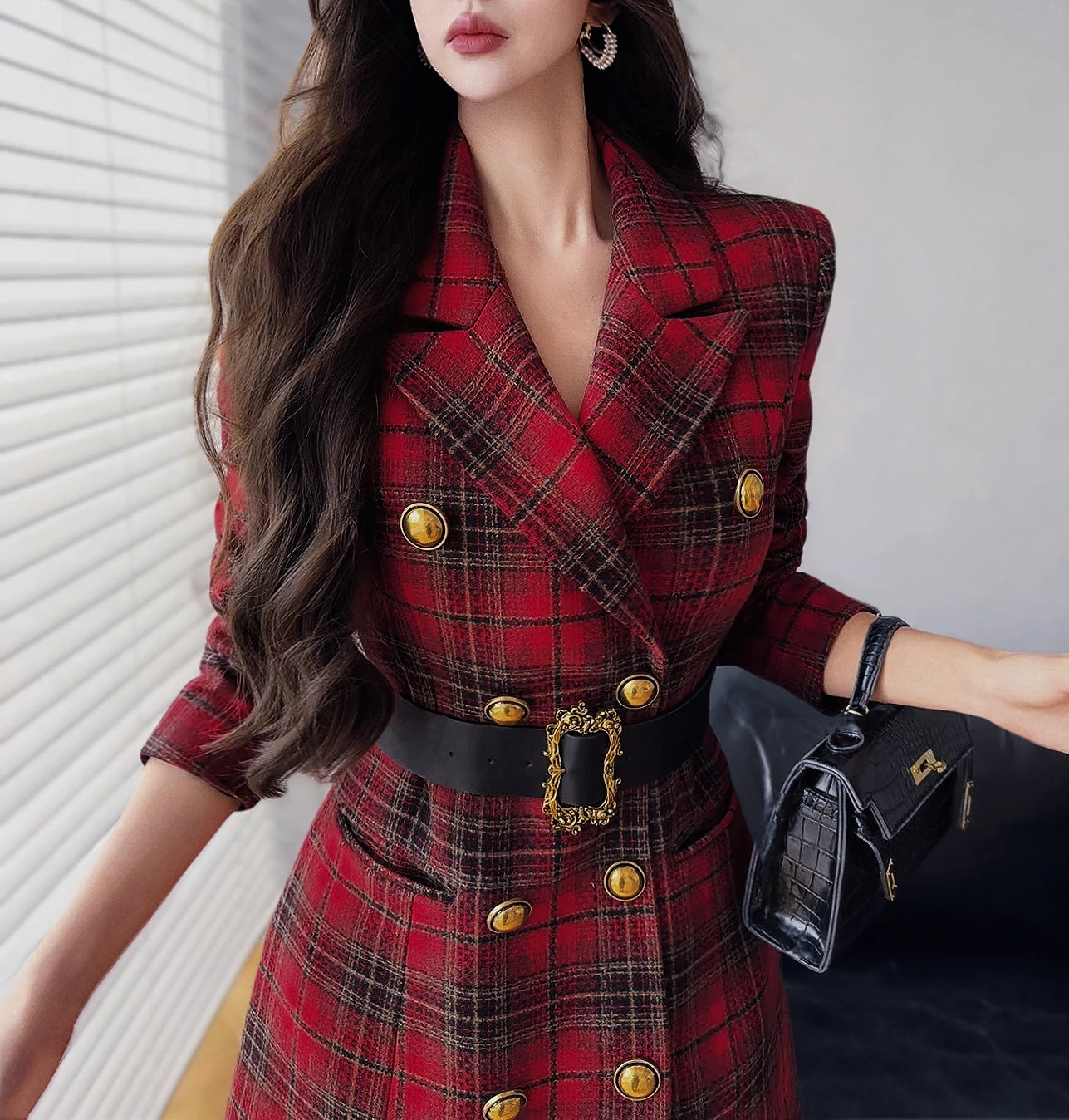 Dabuwawa Notched Double Sided Woolen Long Coat Women New Arrival Epaulet Double Breasted Jacket Elegant Outwear Y2K DM1DCO017