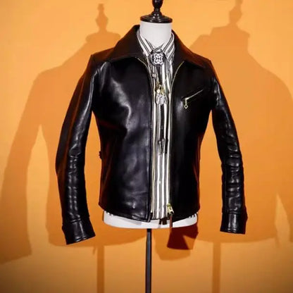 YR!Wholesales.Luxury oil top grain horsehide coat.Mens 1930 Rider leather jacket.Burgundy Vintage leather Can Wear 50 years