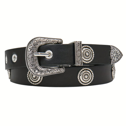 Women Studded Faux Leather Belt Fashion Western Punk for Womens Belts for Dresses Pants Jeans