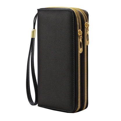 Fashionable RFID anti-theft new women's long wallet with dual zippers, multifunctional credit card bag, coin and change...