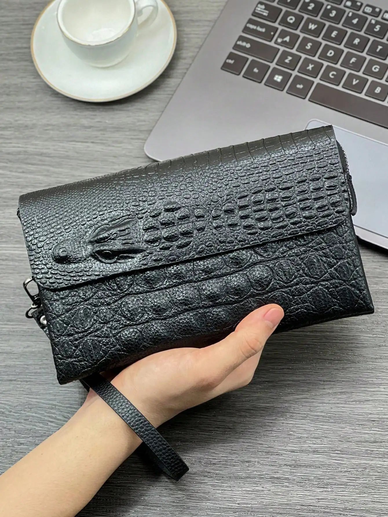Fashion Crocodile Pattern Clutch Bag Business Portable Large Capacity Multifunctional Handbag Flap Zipper Clutch Bag |...