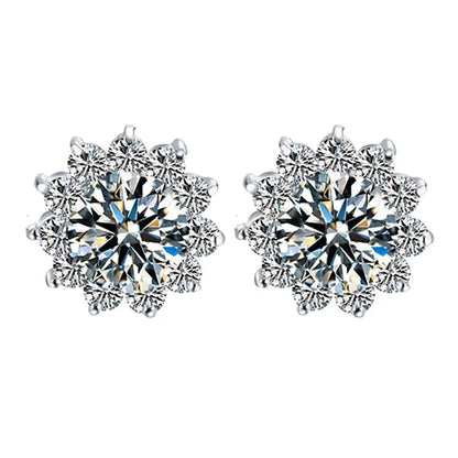 Cute Female Small Water Blue Round Earrings Crystal Stone Fashion Silver Color Wedding Jewelry For Women - Kimlud