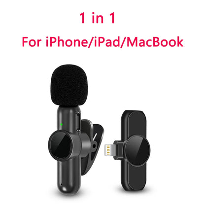K61 Wireless Lavalier Microphone Audio Video Recording Mini Mic For iPhone iPad Android Laptop Live Gaming Smartphone Microphone - Kimlud
