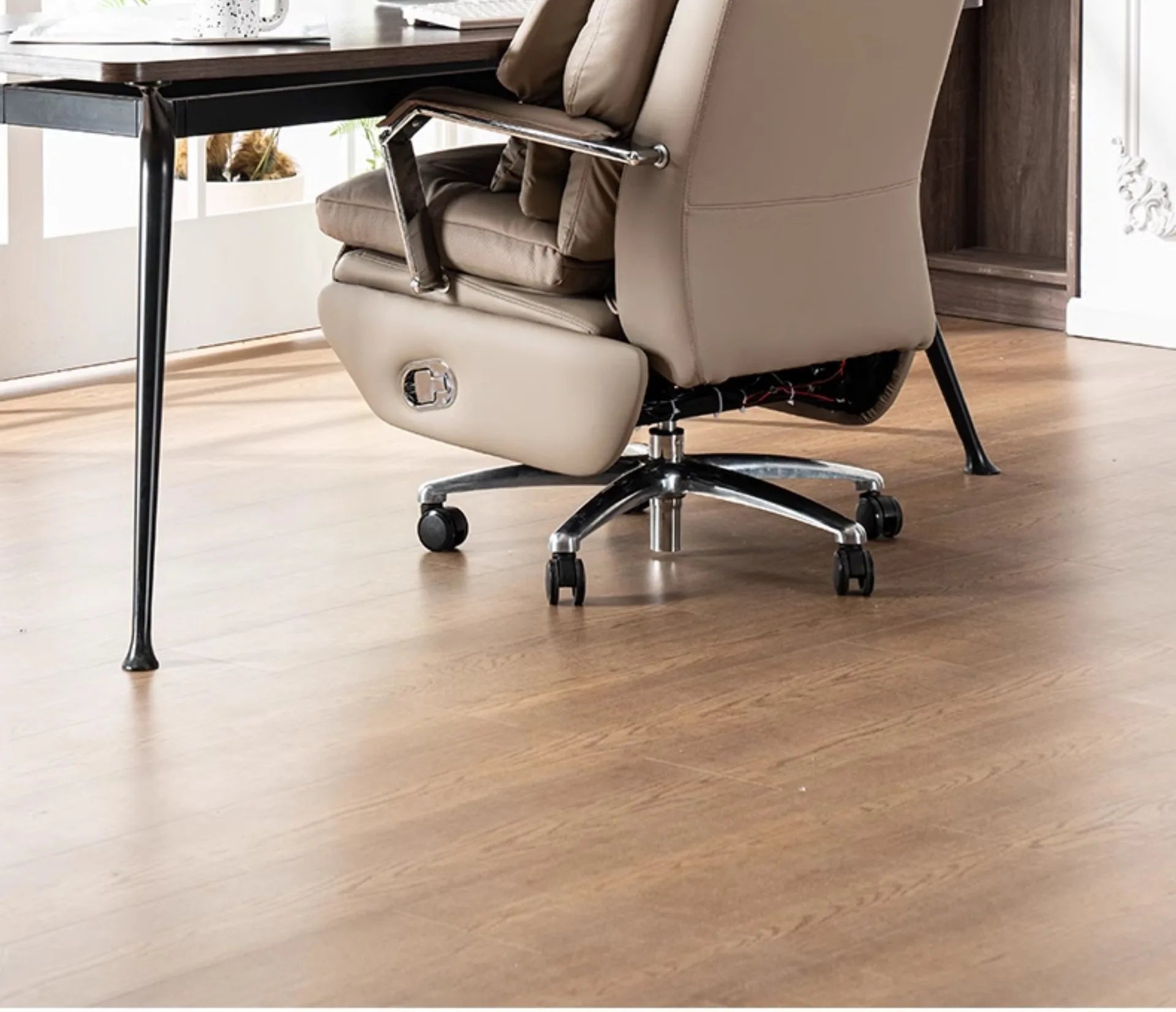 Ergonomic Executive Chair, Electric Reclining Leather Office Chair, Adjustable Height Desk Chair with Footrest & Lumbar Support