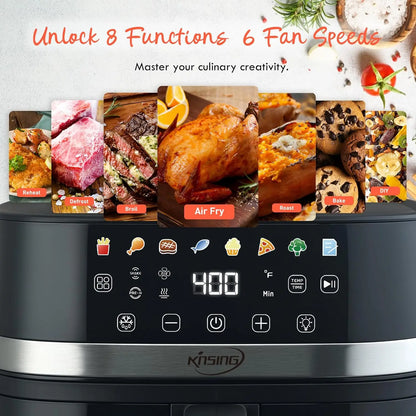 6.5 QT Air Fryer with Visible Window, LED Display, 400℉ Temp Control, Shake Reminder & Pre-heat Indicator