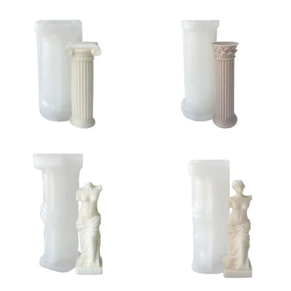 3D Roman Column Candle Mold Ancient Pillar Silicone Mold DIY Venus Portrait Scented Candle Body Plaster Silicone Mold Home Decor