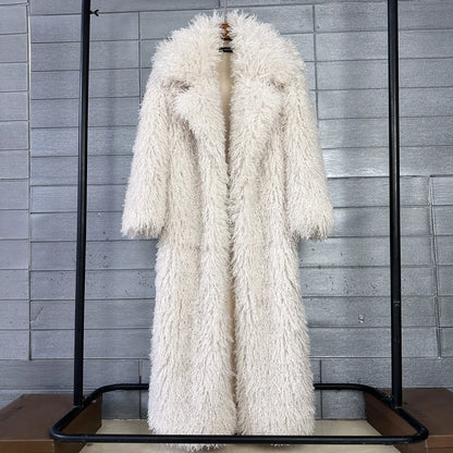 2025 Winter New Colorful Women's Furry Coat Rose Pink Faux Fur Coat Suit Collar Autumn Winter Thick Cardigan Long...