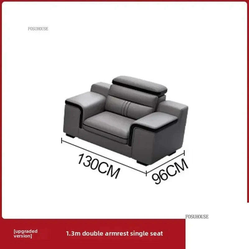 Large Apartment Chaise Leather Sofa Combination Set Modern Light Luxury Living Room Sofas Creative Office Comfortable Large Sofa