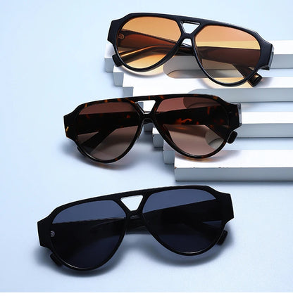 SO&EI Fashion Oversized Pilot Double Bridges Women Sunglasses Retro Rivets Men Red Green Shades UV400 Sun Glasses |...