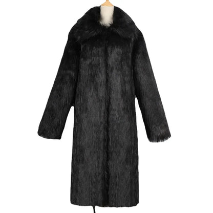 Men Faux Fox Fur Long Jacket Coat Winter Thick Fluffy Long Sleeve Warm Shaggy Luxury Faux Fur Long Jacket Bontjas Jackets Mens