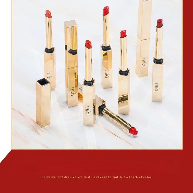 6 Colors Thin Tube Small Gold Bar Make Up Lip Stick Long Lasting Moisture Cosmetic Lipstick Lips Makeup Lipstick Cosmetics Batom