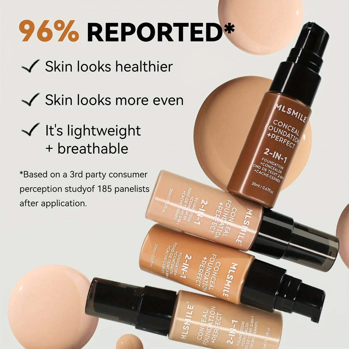 2-In-1 Oil Control Liquid Foundation And Conceal, Full Coverage Long Lasting Waterproof, Hydrating And Brightening Concealer