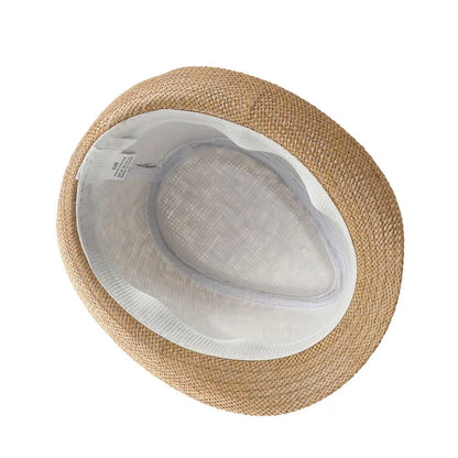 Unisex Fashion Beach Sun Cap Summer Wide Brim Straw Panama Cap Casual Jazz Dress Hat Cowboy Fedora Hat Gangster Cap